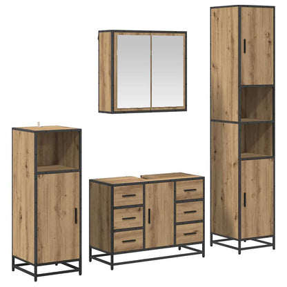 vidaXL Badezimmermöbel Set mit Tür 4 pcs Artisan-Eiche 80 x 33 x 60 cm