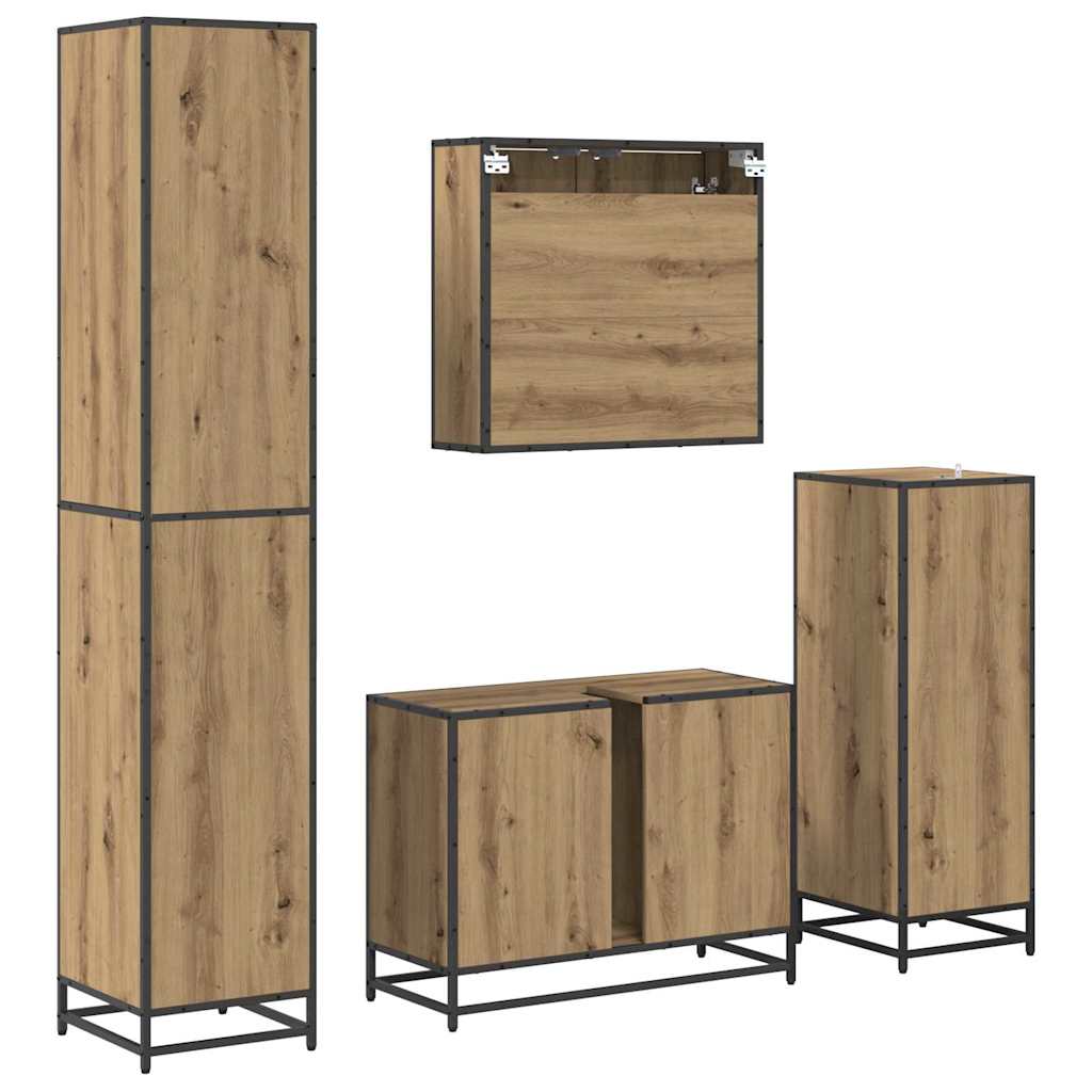 vidaXL Badezimmermöbel Set mit Tür 4 pcs Artisan-Eiche 80 x 33 x 60 cm