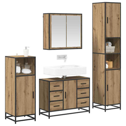 vidaXL Badezimmermöbel Set mit Tür 4 pcs Artisan-Eiche 80 x 33 x 60 cm