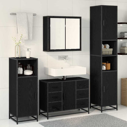 vidaXL Ensemble de meubles de salle de bain 4 pcs Noir aspect chêne Aggloméré