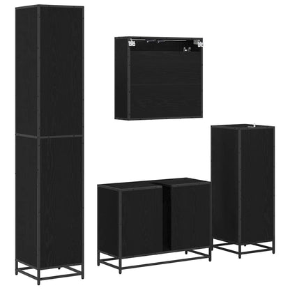 vidaXL Ensemble de meubles de salle de bain 4 pcs Noir aspect chêne Aggloméré