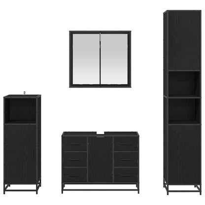 vidaXL Ensemble de meubles de salle de bain 4 pcs Noir aspect chêne Aggloméré