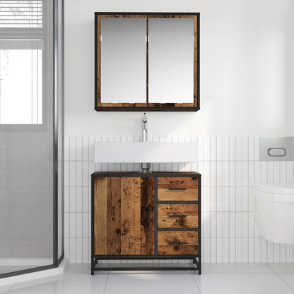 vidaXL Badezimmermöbel-Set mit Schubladen 2 pcs Altholz Holzwerkstoff