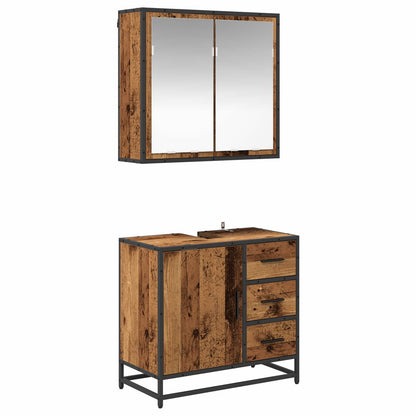 vidaXL Badezimmermöbel-Set mit Schubladen 2 pcs Altholz Holzwerkstoff