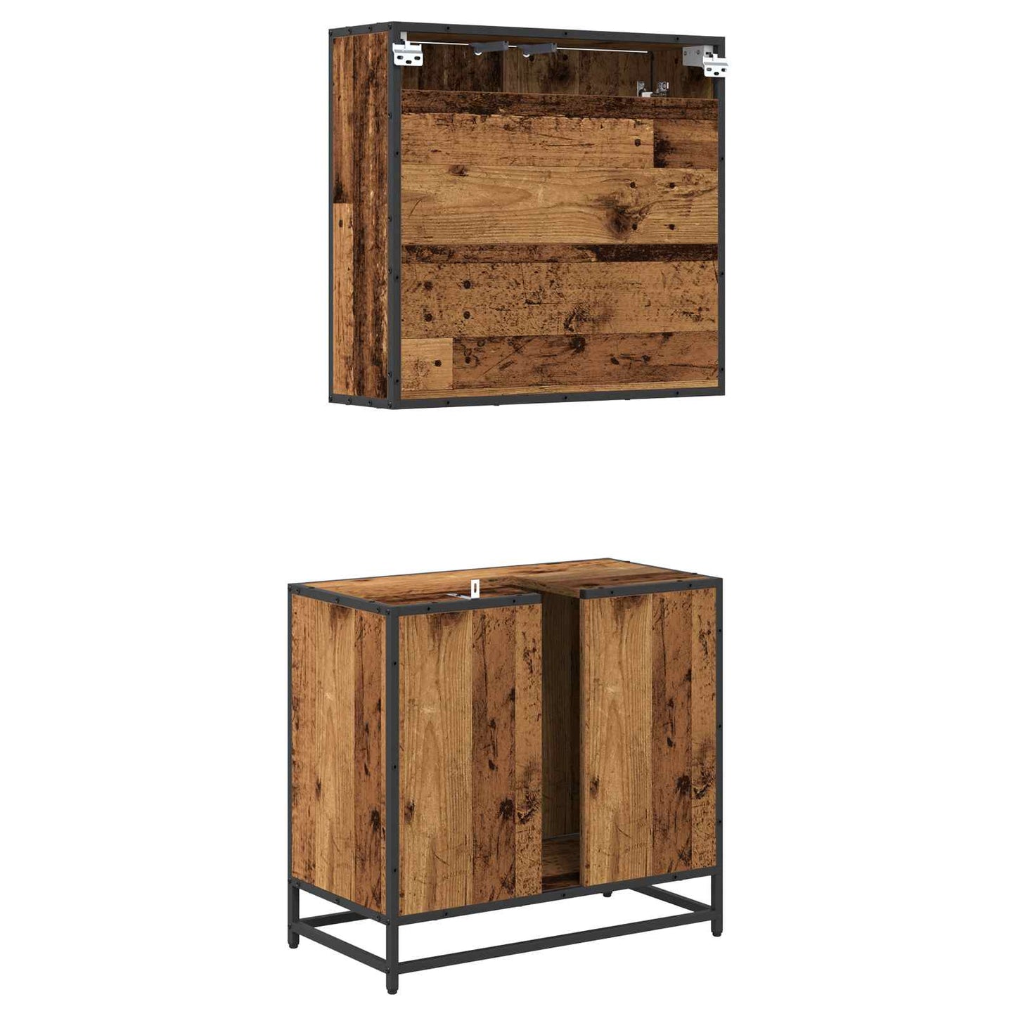 vidaXL Badezimmermöbel-Set mit Schubladen 2 pcs Altholz Holzwerkstoff