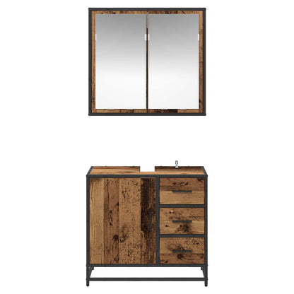 vidaXL Badezimmermöbel-Set mit Schubladen 2 pcs Altholz Holzwerkstoff