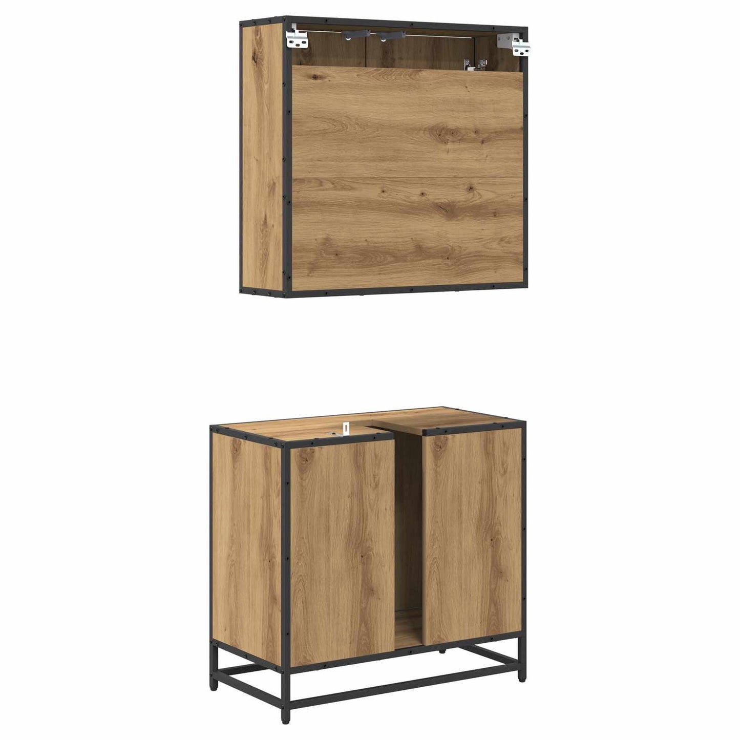 vidaXL Badezimmermöbel-Set mit Regal 2 pcs Artisan-Eiche Holzwerkstoff