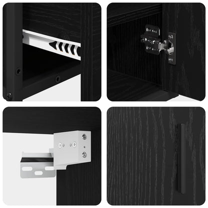 vidaXL Badezimmermöbel Set 2 pcs Schwarz Eichen-Optik Holzwerkstoff