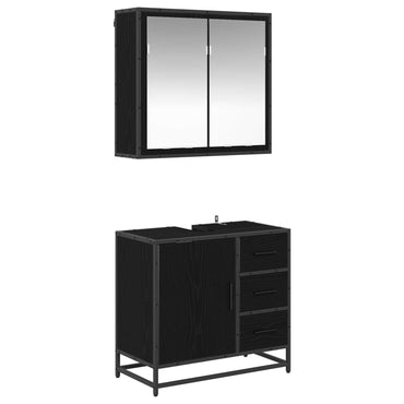 vidaXL Badezimmermöbel Set 2 pcs Schwarz Eichen-Optik Holzwerkstoff