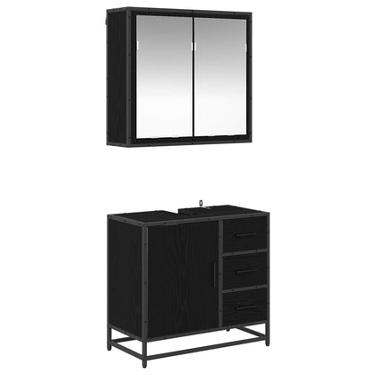 vidaXL Badezimmermöbel Set 2 pcs Schwarz Eichen-Optik Holzwerkstoff