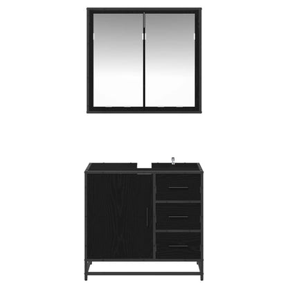 vidaXL Badezimmermöbel Set 2 pcs Schwarz Eichen-Optik Holzwerkstoff