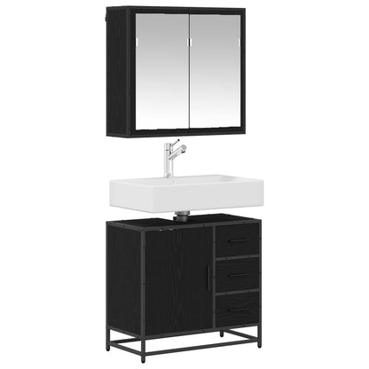 vidaXL Badezimmermöbel Set 2 pcs Schwarz Eichen-Optik Holzwerkstoff