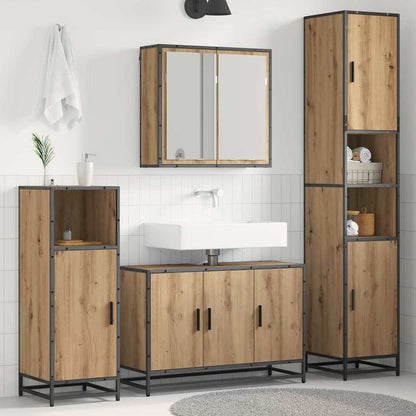 vidaXL Badezimmermöbel-Set mit Regal 4 pcs Artisan-Eiche Holzwerkstoff