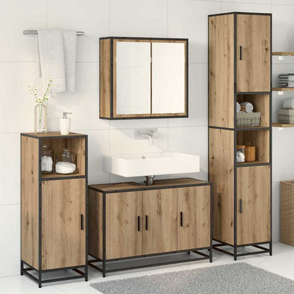 vidaXL Badezimmermöbel-Set mit Regal 4 pcs Artisan-Eiche Holzwerkstoff