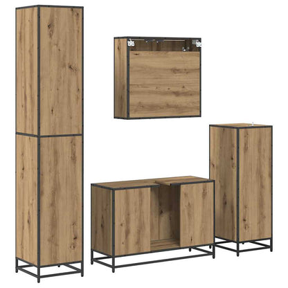 vidaXL Badezimmermöbel-Set mit Regal 4 pcs Artisan-Eiche Holzwerkstoff