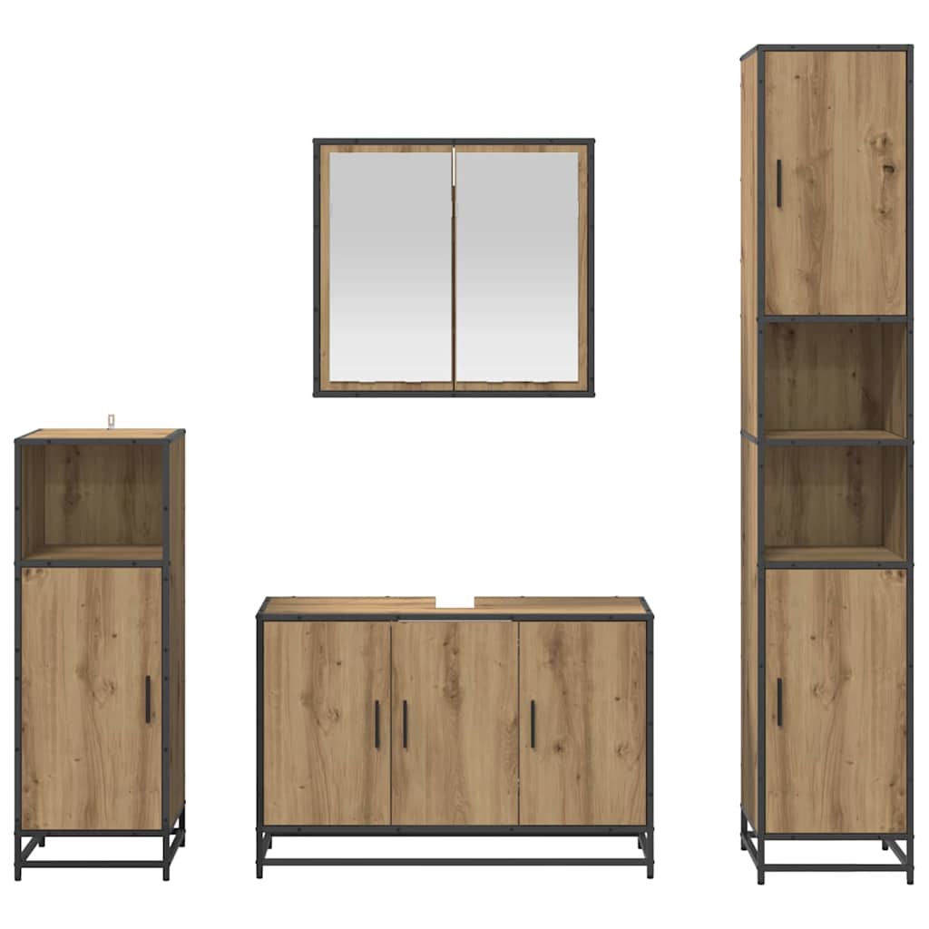 vidaXL Badezimmermöbel-Set mit Regal 4 pcs Artisan-Eiche Holzwerkstoff
