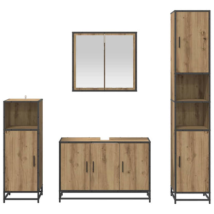 vidaXL Badezimmermöbel-Set mit Regal 4 pcs Artisan-Eiche Holzwerkstoff