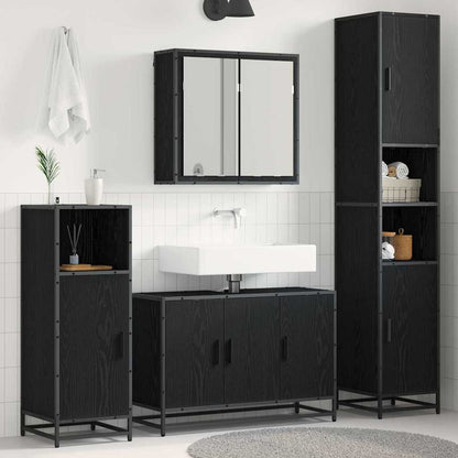 vidaXL Ensemble de meubles de salle de bain 4 pcs Noir aspect chêne Aggloméré