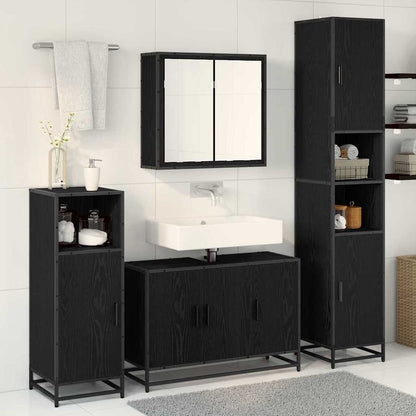vidaXL Ensemble de meubles de salle de bain 4 pcs Noir aspect chêne Aggloméré