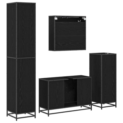 vidaXL Ensemble de meubles de salle de bain 4 pcs Noir aspect chêne Aggloméré