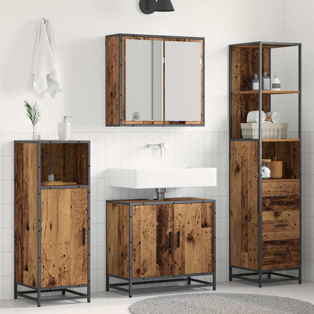 vidaXL Badezimmermöbel-Set mit Schubladen 3 pcs Altholz Holzwerkstoff