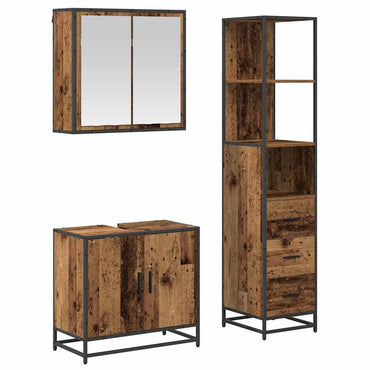 vidaXL Badezimmermöbel-Set mit Schubladen 3 pcs Altholz Holzwerkstoff