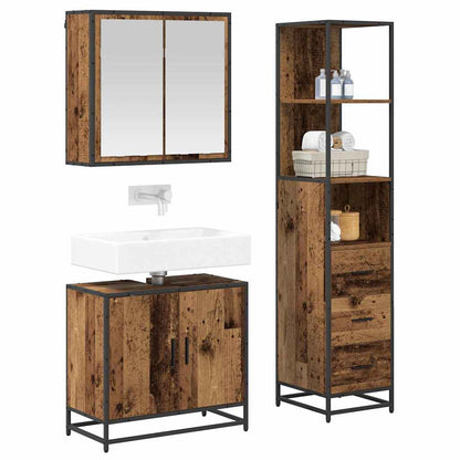 vidaXL Badezimmermöbel-Set mit Schubladen 3 pcs Altholz Holzwerkstoff