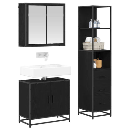 vidaXL Badezimmermöbel-Set 3 pcs Schwarz Eichen-Optik Holzwerkstoff