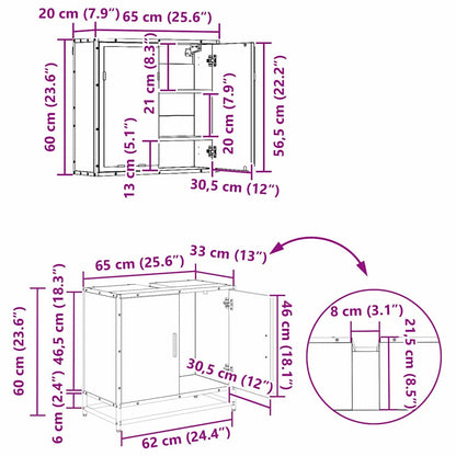vidaXL Badezimmermöbel-Set 3 pcs Schwarz Eichen-Optik Holzwerkstoff