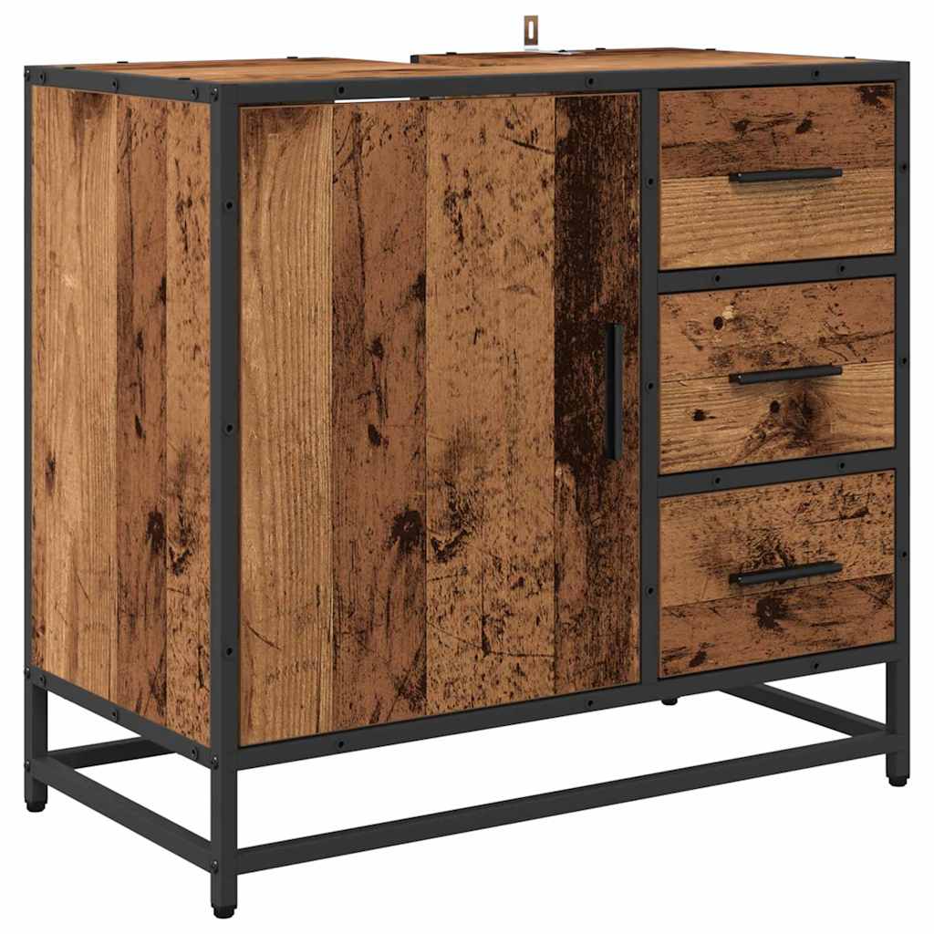 vidaXL Badezimmermöbel-Set mit Schubladen 4 pcs Altholz Holzwerkstoff