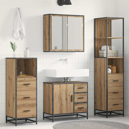 vidaXL Badezimmermöbel-Set mit Regal 4 pcs Artisan-Eiche Holzwerkstoff