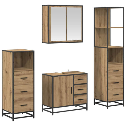 vidaXL Badezimmermöbel-Set mit Regal 4 pcs Artisan-Eiche Holzwerkstoff