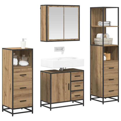vidaXL Badezimmermöbel-Set mit Regal 4 pcs Artisan-Eiche Holzwerkstoff