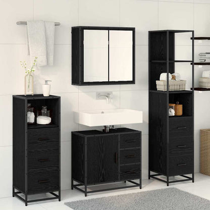 vidaXL Ensemble de meubles de salle de bain 4 pcs Noir aspect chêne Aggloméré