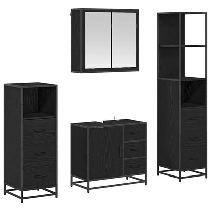 vidaXL Ensemble de meubles de salle de bain 4 pcs Noir aspect chêne Aggloméré
