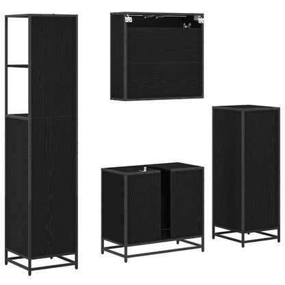 vidaXL Ensemble de meubles de salle de bain 4 pcs Noir aspect chêne Aggloméré