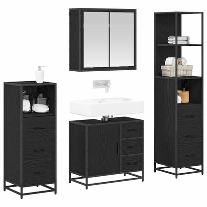 vidaXL Ensemble de meubles de salle de bain 4 pcs Noir aspect chêne Aggloméré