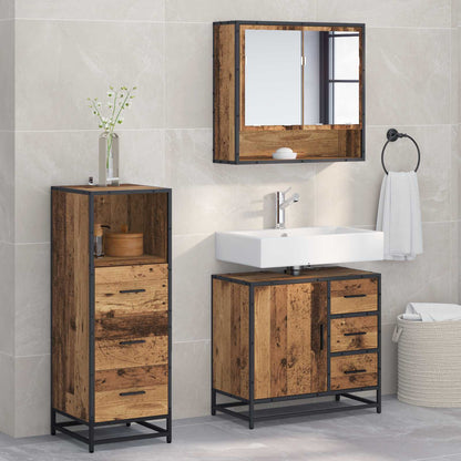vidaXL Badezimmermöbel-Set mit Schubladen 3 pcs Altholz Holzwerkstoff