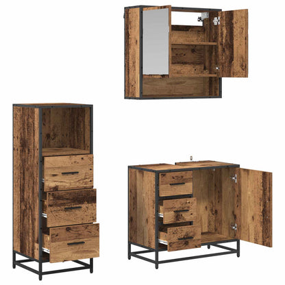 vidaXL Badezimmermöbel-Set mit Schubladen 3 pcs Altholz Holzwerkstoff