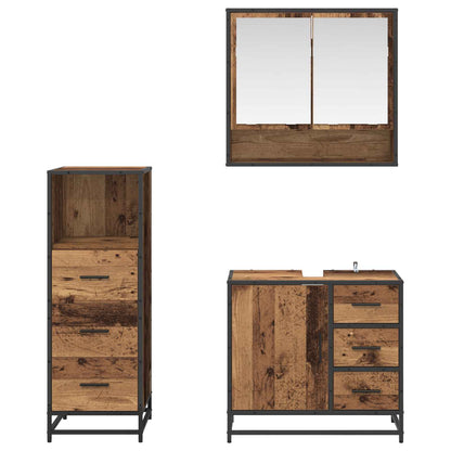 vidaXL Badezimmermöbel-Set mit Schubladen 3 pcs Altholz Holzwerkstoff