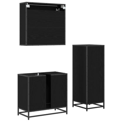 vidaXL Badezimmermöbel-Set 3 pcs Schwarz Eichen-Optik Holzwerkstoff