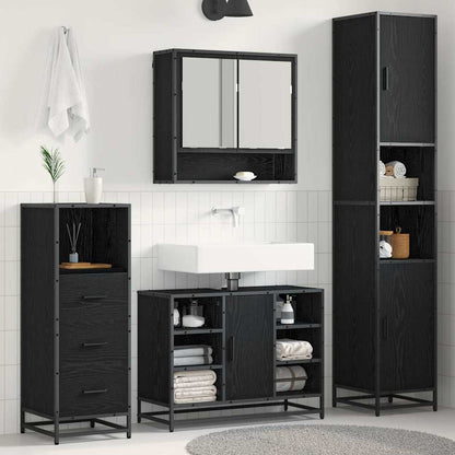 vidaXL Ensemble de meubles de salle de bain 3 pcs Noir Effet chêne Bois d'ingénierie
