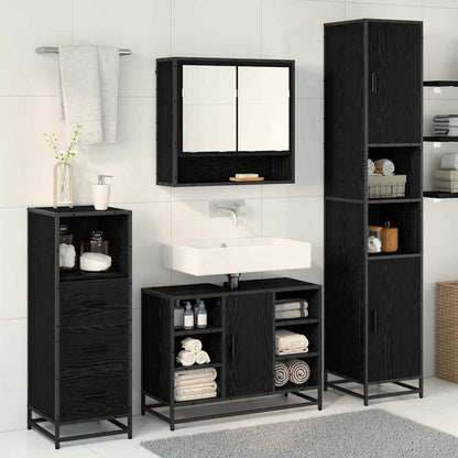 vidaXL Ensemble de meubles de salle de bain 3 pcs Noir Effet chêne Bois d'ingénierie