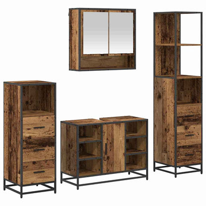 vidaXL Badezimmermöbel-Set mit Schubladen 4 pcs Altholz Holzwerkstoff