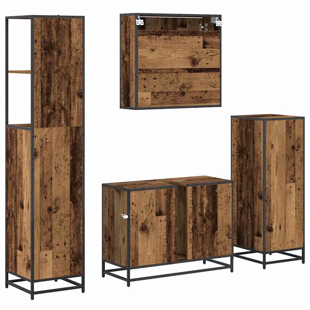 vidaXL Badezimmermöbel-Set mit Schubladen 4 pcs Altholz Holzwerkstoff