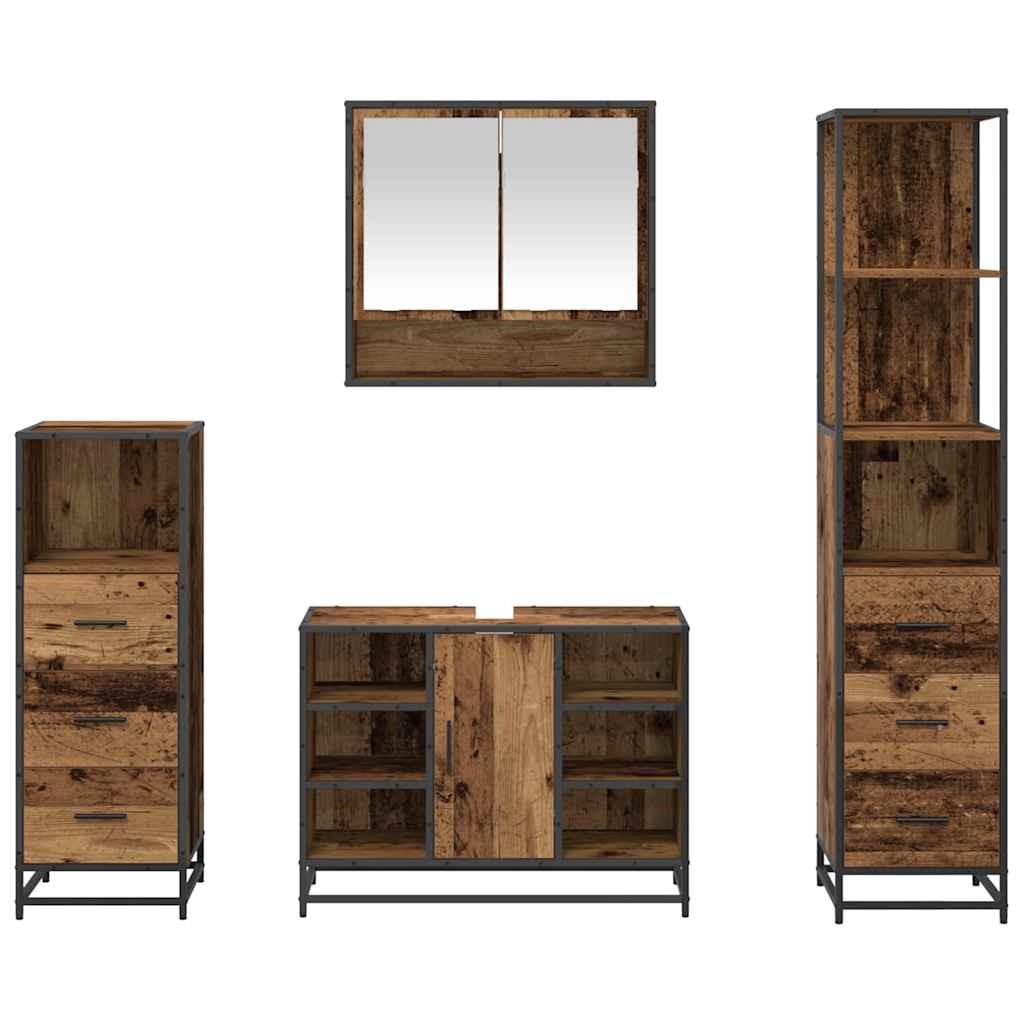 vidaXL Badezimmermöbel-Set mit Schubladen 4 pcs Altholz Holzwerkstoff