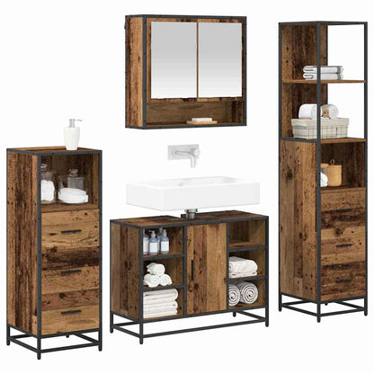 vidaXL Badezimmermöbel-Set mit Schubladen 4 pcs Altholz Holzwerkstoff