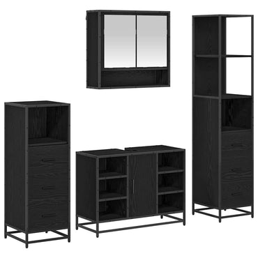 vidaXL Ensemble de meubles de salle de bain 4 pcs Noir aspect chêne Aggloméré