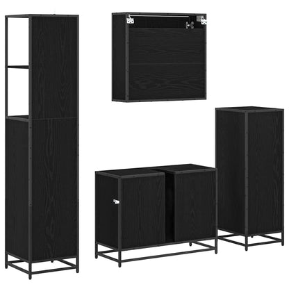 vidaXL Ensemble de meubles de salle de bain 4 pcs Noir aspect chêne Aggloméré