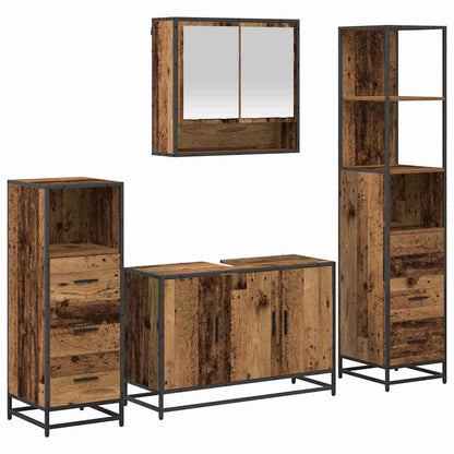 vidaXL Badezimmermöbel-Set mit Schubladen 4 pcs Altholz Holzwerkstoff
